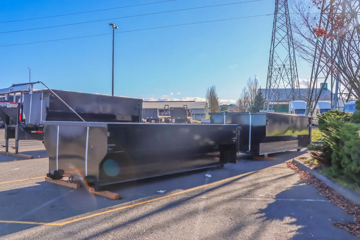 Roll-off dumpster ready for waste disposal at job site for Construction Dumpster Rental in Upper Macungie